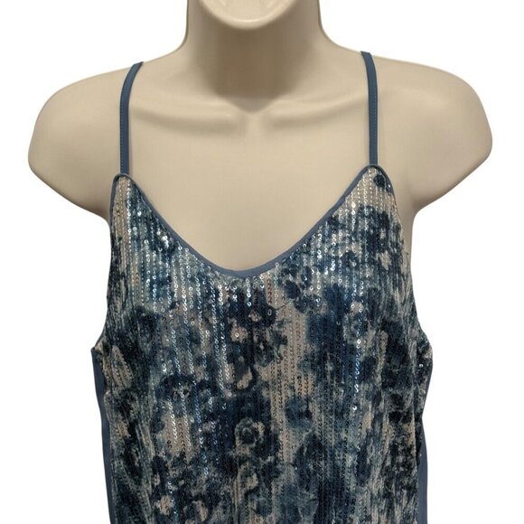 Grace Karin Womens Sequin Spaghetti Strap Top Blue Medium Polyester Spandex New - Picture 7 of 8